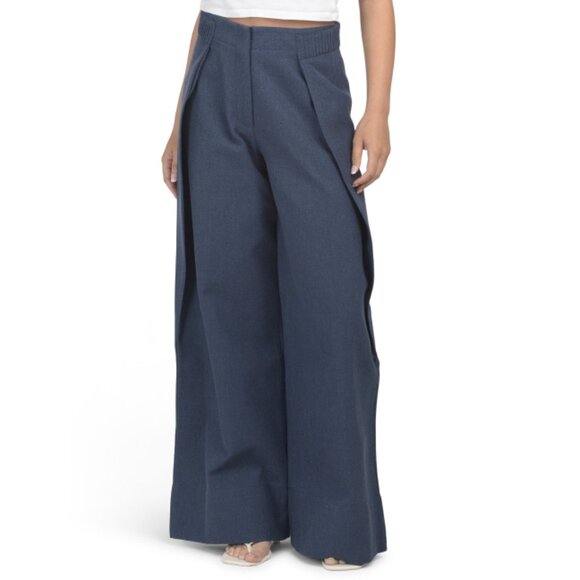 TORN BY RONNY KOBO Navy Blue Linen Blend Amy Pants